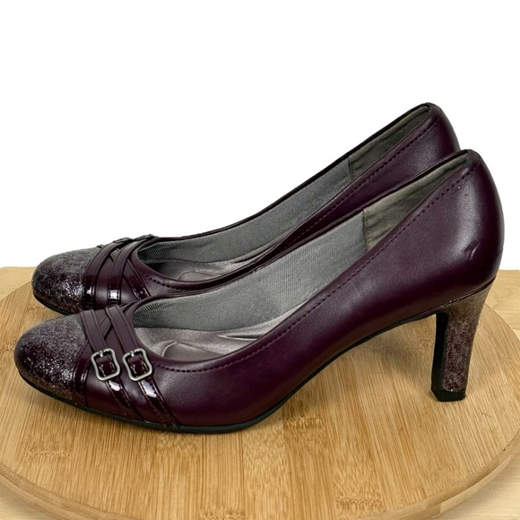 LifeStride Mickie Burgundy Glitter Cap Toe Pumps – Size 11 - Picture 1 of 14